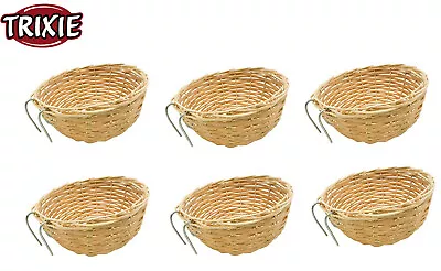 6 X 10cm Trixie Wicker Woven Canary Finch Hanging Nest Pan Breeding Baskets 5620 • £13.98