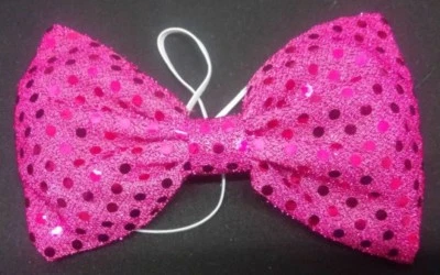 £4 • Buy Pink Sparkly Shiny Sequin Bow Tie Elastic Fancy Dress Columbia Rocky Horror Show