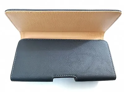 Horizontal Leather Waist Carry Case With Belt Hole For Large Size Mobile Phone • £3.99