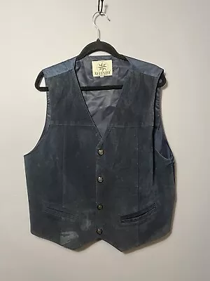 Men's Vintage Affiniti Casual Wear 100% Leather/Suede Waistcoat Cowboy Size 2XL • £24.99