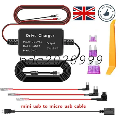 Car Hardwire Kit Box Micro USB Hardwire Charger Adapter For Dash Cam DVR UK • £7.79