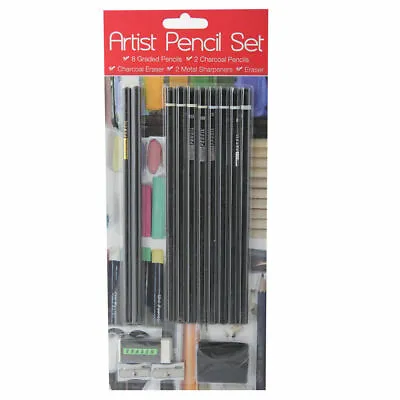 £3.75 • Buy Artist Pencil Set - Charcoal Pencils Graded Eraser Drawing Sketching Sharpener