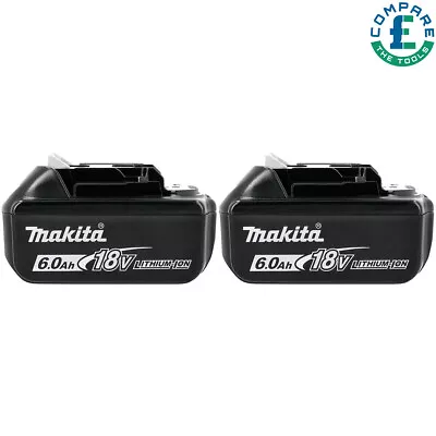 Makita Genuine BL1860 18V LXT Li-ion 6.0Ah Battery Twin Pack • £148.89