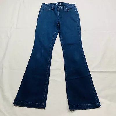 Elle Jeans Womens Size 28 Dark Wash Stretch Whiskered Faded Boot Cut Blue Denim • $15.43