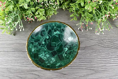 Round Malachite Dish Malachite Bowl From Congo  12.6 Cm   # 17520 • $58.45