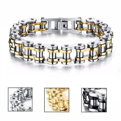 Solid Stainless Steel Motorcycle Bike Chain Design Bracelet Men's Jewelry 8.5 In • $11.91