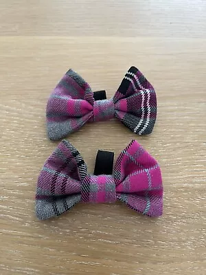 Beautiful Hot Pink Tartan Dog Bow Tie Slip On Collar Gift Idea • £1.25