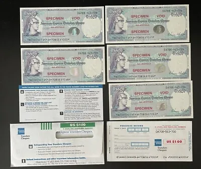 5 American Express $20 SPECIMEN Travellers Cheque Training Checks Non Negotiable • $39.99