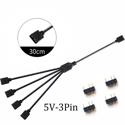 ARGB 5V 3-Pin Extension Cable Adapter - RGB 12V 4Pin Splitter Cable MSI ASUS • £5.98