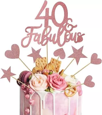 13pcs 40 & Fabulous Cake Topper 40th Birthday Cake Topper 40 And Fabulous Cake • £6.01