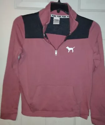 VS PINK Half Zip Pullover XS Sweatshirt Victoria's Secret Pink Dog Logo • $12.99