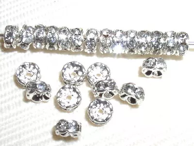 30 Swarovski Rondelle Spacer Beads 5mm Silver/Crystal • $10.99