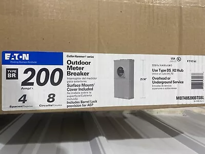 Eaton 200 Amp Outdoor Meter Base Main Breaker Combo + 4 Spaces MBT48B200BTSBL • $389