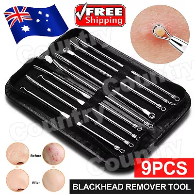 $7.95 • Buy 9pcs Blackhead Remover Tool Acne Pimple Popper Pore Blemish Comedone Cleaner Kit