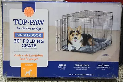 Top Paw 30'' Dog Crate Folding Metal Wire Kennel With Tray • $36.95