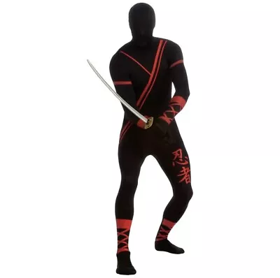 Ninja Costume Adult Full Body Suit 2nd Skin Zentai Halloween Fancy Dress Black • $21.99