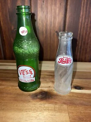 Vess And Pepsi-cola Mini Bottles Green Clear • $16