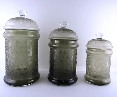 Michael Weems Elise Glass Smoke Canister Signed Set Of 3 Graduated 12 Inch 2005 • $317.59