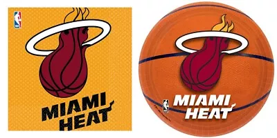 Miami Heat - 7  Plates 16 Ct. | 6.5  Napkins 16ct. Bundle For 16 Guests • $14.99