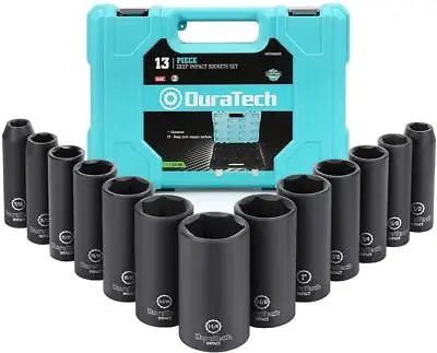 DURATECH 1/2''Drive Deep Impact Socket Set 13pc Standard (SAE) (7/16  To 1-1/4 ) • $42.69