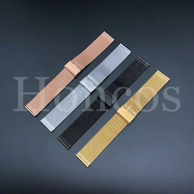 Stainless Steel Mesh Watch Band Strap Thick Metal 14mm 16mm 18mm 20mm 22mm 24mm • $12.99