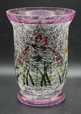 Yankee Candle Crackle Glass Pillar Candle Holder - Butterfly Flower Design 6.25  • £11.57