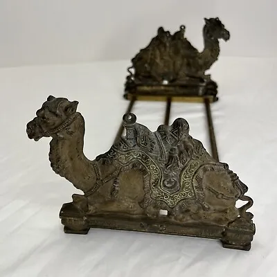 Antique Judd Manufacturing Co Cast Iron & Brass Egyptian Camel Sliding Book Rack • $168.75