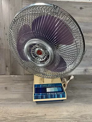 Vintage Caprice Deluxe Multi Speed Electric White Table Fan-Works 120V TESTED • $60