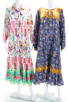 Zara Womens Cotton Floral Print Buttoned Maxi Dresses Multicolor Size S M Lot 2 • $34.99