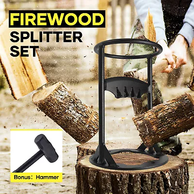 Log Firewood Splitter Set With Hammer Manual Wood Splitting Cutter Kindling BBQ • $69.95