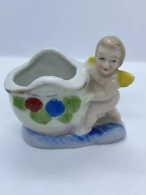 Vintage Porcelain Figurine Cupid And Basket MADE IN OCCUPIED JAPAN • $11.50