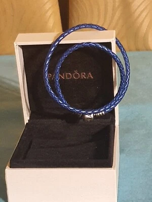 $45 • Buy Pandora Leather Blue Bracelet,Size 34cm.