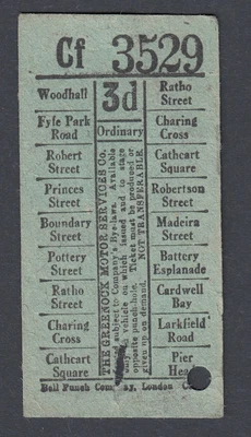 £1.99 • Buy Vintage Ticket Greenock Motor Services Bus 3d Woodhall Ticket Bell Punch