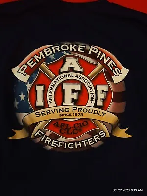 Pembroke Pines Firefighter  IAFF Long Sleeve Shirt XL Blue Moisture Wicking EUC  • $35