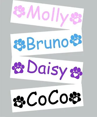 Personalised Dog Cat Vinyl Stickers -  Pet Bowl Label Paw Print Pet Name Decal • £1.70