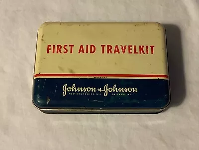 Vintage Johnson & Johnson First Aid Travel Kit Metal Tin Box • $7.99