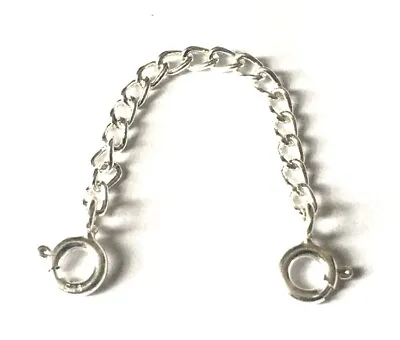 Sterling Silver 2.3mm Curb Necklace Extender  Safety Chain 1  To 6  • £4.99