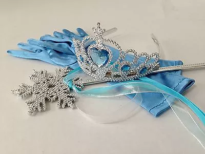 ELSA FROZEN HEART Wand Gloves Crown Princess Accessories Set Anna Age 4-12 • $11.99