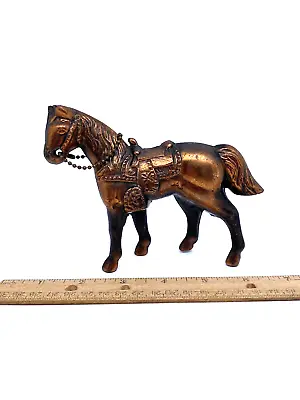 Vintage 1950's 4-1/4   Brass Pot Metal Horse Figurine Statue Carnival Prize USA • $13.22