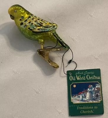 Old World Christmas Clip-On Bird Miniature Parakeet Hand Blown Glass Ornament • $14.95