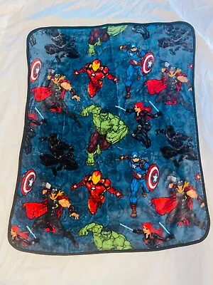 Marvel Comics Avengers Characters Suoer Hero Blanket Fleece Toddler Kid 35x46 • $8.11