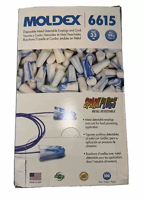 Moldex 6615 SparkPlugs Tapered Foam Corded Earplugs Metal Detectable 100 Pairs • $35