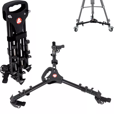 Professional Tripod Dolly Stand Support Pulley Heavy Duty Base 3 Rubber Wheels • £51.29