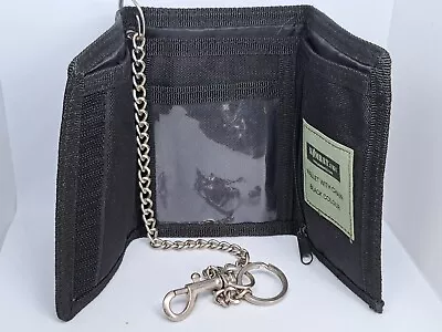 Kombat.UK Ltd Black Tri-fold Canvas Wallet With Chain • £8