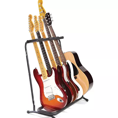 New Round Tube 5 Folding Multi Guitar Holder Rack Stand • $27.99