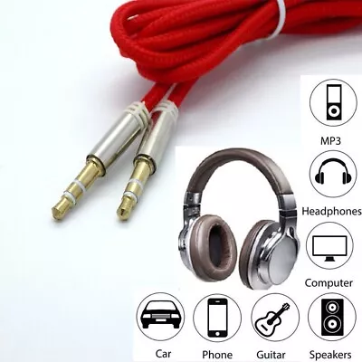 1M Male To Male AUX Cable Audio Lead 3.5mm Jack Stereo Car PC Phone Headphones • £2.29