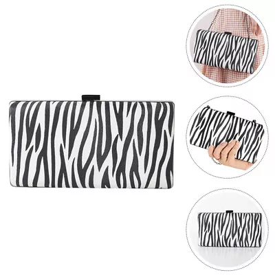 Elegant Zebra Pattern Clutch: Ladies Fancy Fashion PU Handbag Storage • £19.95