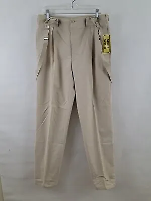 Vintage Street Closed Lightweight Khakis Pleated With Suspenders 34 X 34 Nwt Nos • $46.75