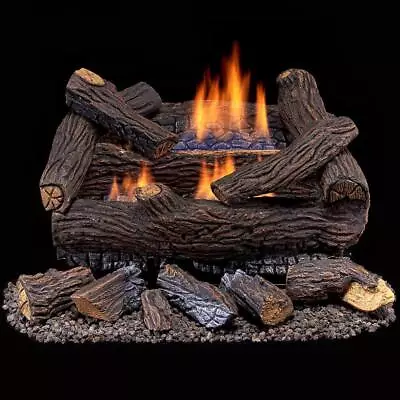 Duluth Forge Ventless Dual Fuel Gas Log Set 18  Stacked Remote Control Red Oak • $345.02