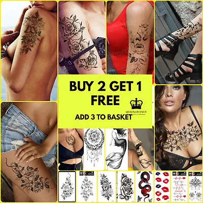 £2.99 • Buy Festival Womens Temporary Tattoo Fake Cosmetic  Sticker Waterproof Body Party UK